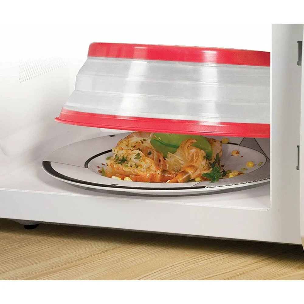 Tovolo Red Collapsible Microwave Food Cover  Vented  Easy Grip  10.5